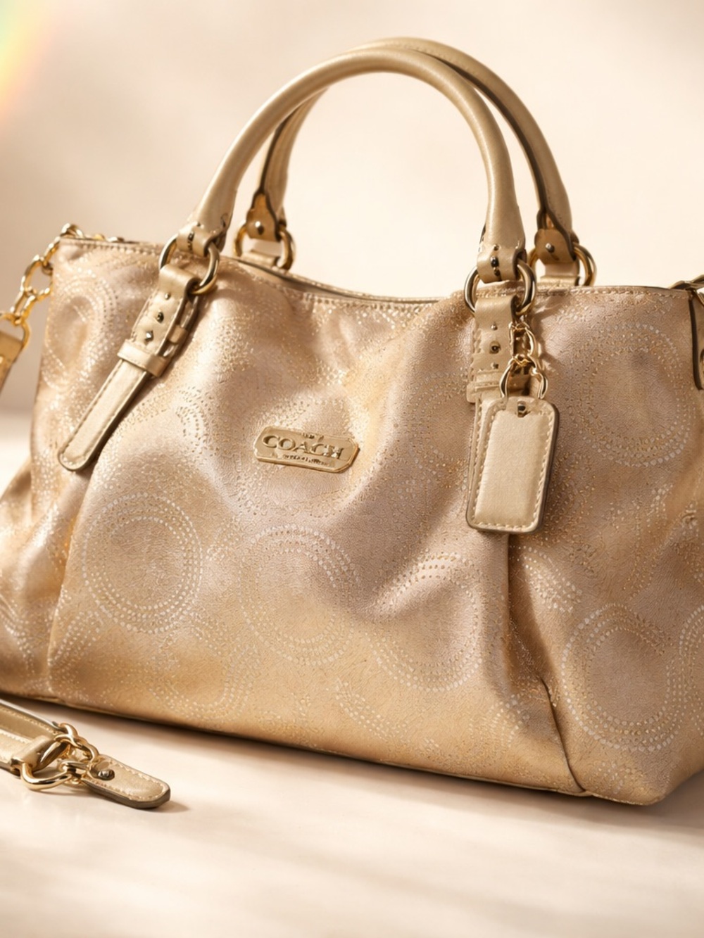 Coach Taupe Sophia Signature Satchel